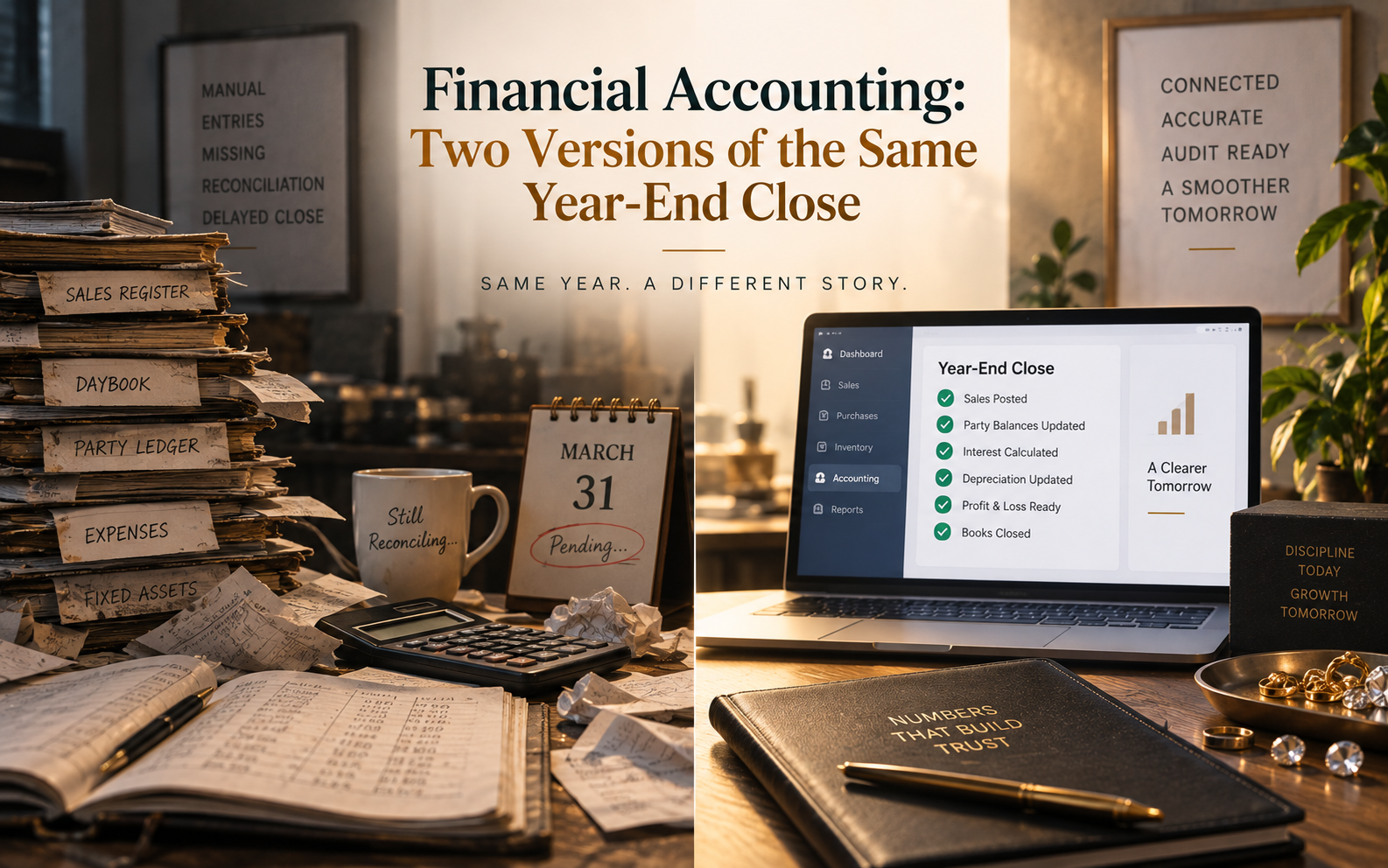 Financial Accounting: Two Versions of the Same Year-End Close